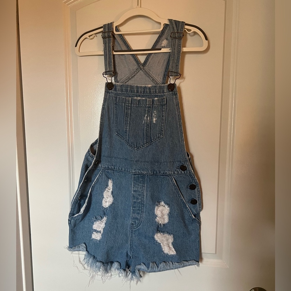 Show Me Your Mumu Distressed Denim Short Overalls